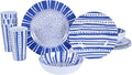 Melamine Dinnerware Set for 4-16 Pcs:Camping Dishes Set with Dinner Plates,Salad Plates,Cups and Bowls.Lightweight and Unbreakable.Indoor and Outdoor Use. flower 10