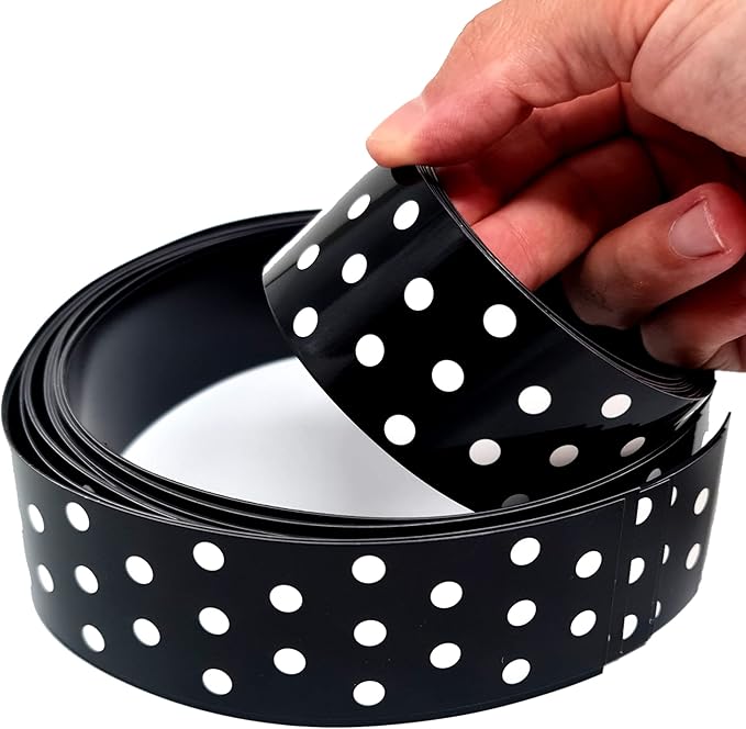 Strong & Wide Magnetic Borders for Classroom Whiteboard - Visible Magnetic Strips for Teachers (4 Designs Available) | Straight Polka Dot - Black | 12 Strips of 24X1.5 Inch - 24 Feet Total