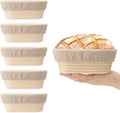 6.5 Inch Banneton Bread Proofing Basket Oval Mini Banneton Basket Set of 6, Small Sourdough Proofing Basket with Liner Rattan Sourdough Baking Supplies for Home Bread Baking