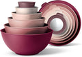 COOK WITH COLOR Mixing Bowls with Lids - 12 Piece Plastic Nesting Bowls Set includes 6 Prep Bowls and 6 Lids, Microwave Safe Mixing Bowl Set, Rose TPR Lid