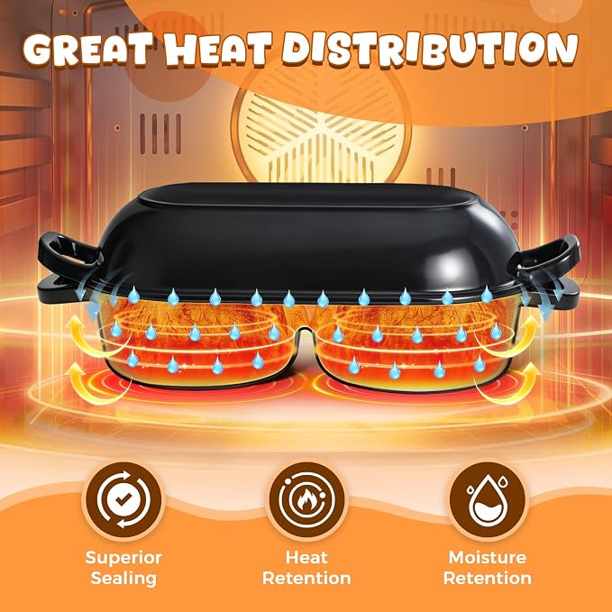 Mini Double Dutch Oven for Sourdough Bread Baking, 2.2QT (Black) | Enamelled Cast Iron Bread Pan with Lid, Double Round Loaf Space, 16.5cm Diameter, Mini Double Dutch Oven for Homemade Baking