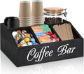 ugiftt Coffee Station Organizer for Counter, Wood Coffee Pods Holder Storage Basket, Tea Condiment Storage Organizer, Rustic Coffee Bar Decor for Coffee Accessories Organizer
