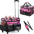 Extra-Large Rolling Cleaning Caddy with Wheels,Cleaning Caddy Bag with Detachable Trolley,Water Resistant Lining Cleaning Supply Organizer with Handle for Cleaners,Housekeepers