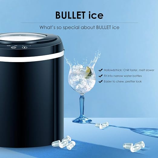TRUSTECH Ice Makers Countertop, 9 Cubes Ready in 6 Mins, 26lbs in 24Hrs, Self-Cleaning Ice Machine with Ice Scoop and Basket, 2 Sizes of Bullet Ice for Home Kitchen Office Bar Party