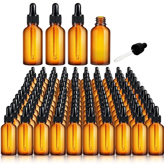 Jinei 240 Pcs 1 Oz/30 ml Dropper Bottles for Essential Oils, Amber Glass Bottles Tincture Bottles with Dropper Small Leak Proof Lab Dropping Bottles for Liquids, Perfumes, Travel Size