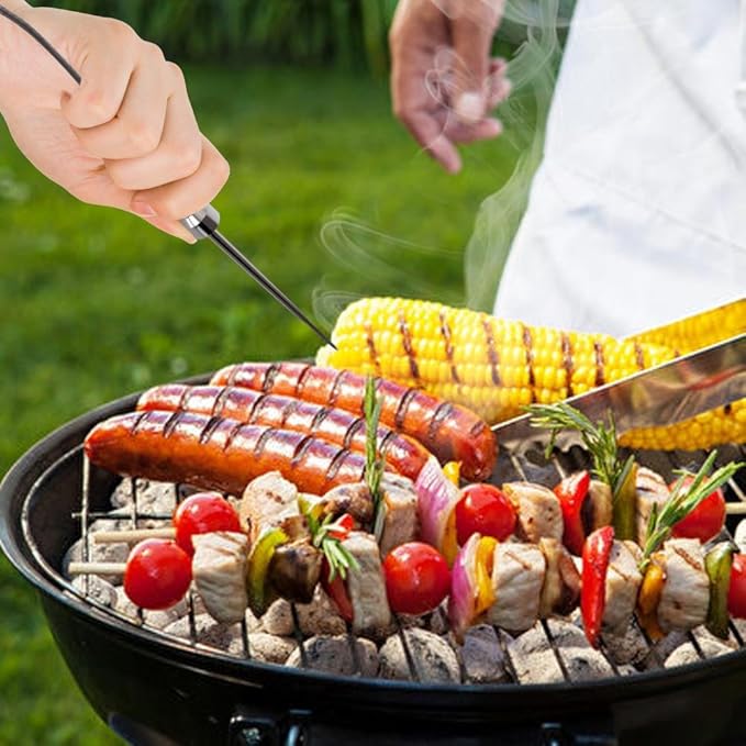 NutriChef Upgraded Barbecue Thermometer Temperature Probes - 2 Pcs Stainless Steel for NutriChef PWIRBBQ80 Bluetooth Wireless BBQ Digital Thermometer - Works w/ All Kinds of Meat - NutriChef