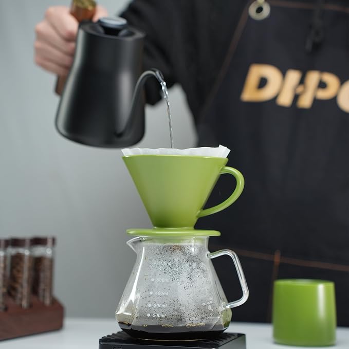 Artisan Series Coffee Dripper Made of High Fired Ceramic Material, Size 02, Ceramic Pour Over Coffee Maker Filter, Coffee Slow Brewing Accessories for Home, Office and Cafe, Green