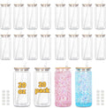 20 Oz Acrylic Snow Globe Tumbler, 20 Pack Pre-Drilled Double Wall Plastic Snowglobe Cup for Glitter Snow Globe Diy, with Bamboo Lid