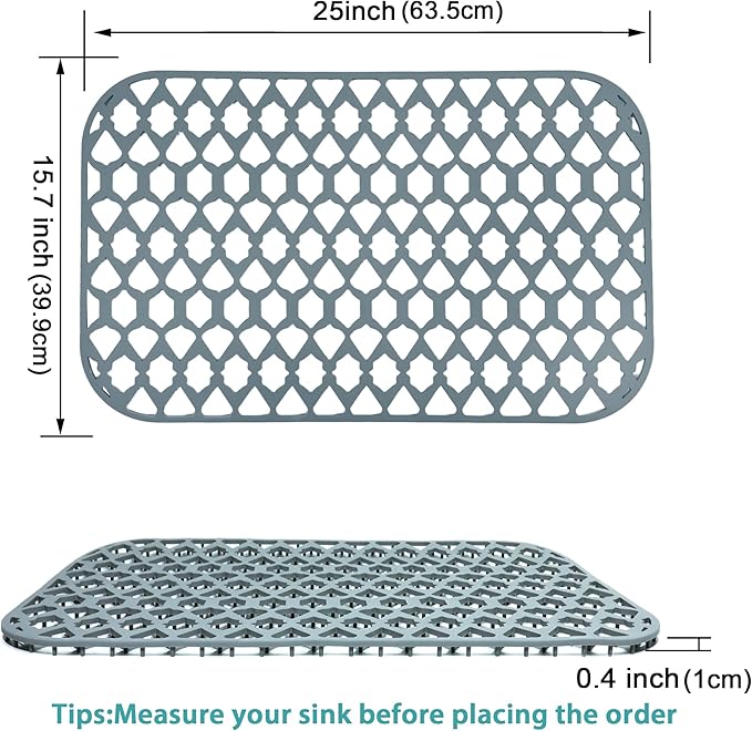SAMSIER Silicone Sink Protectors Mats (13x11 & 14x12 & 16x12 & 18x16 & 19x14 & 21x16 & 22x13 & 25x16 & 26x14 & 28x14 & 30x16) for Bottom of Kitchen Sink (25”x15.7”)