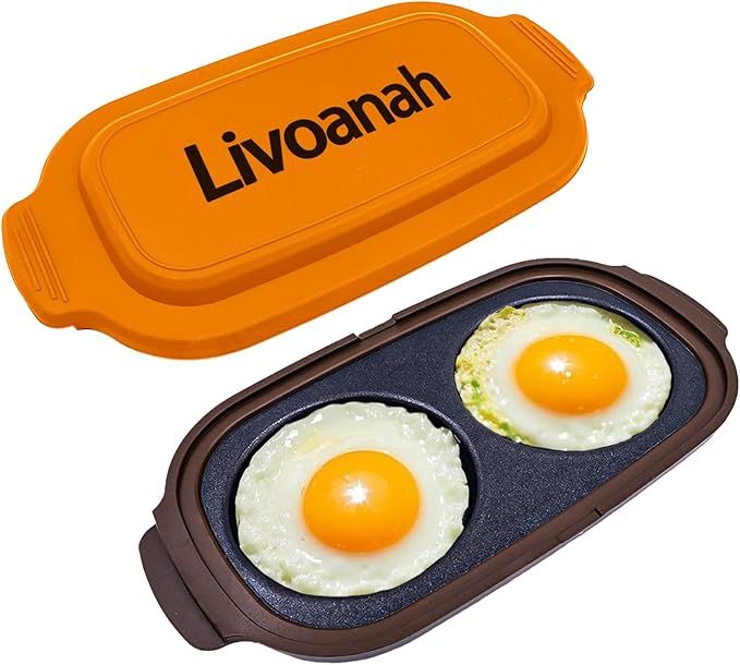 Microwave Egg Cooker for 2 Eggs - Microwave Egg Poacher & Fryer for Breakfast Sandwiches, Quick Breakfast Maker, Nonstick, Dishwasher Safe, BPA-Free, Portable for Home, Travel & RV (Orange)