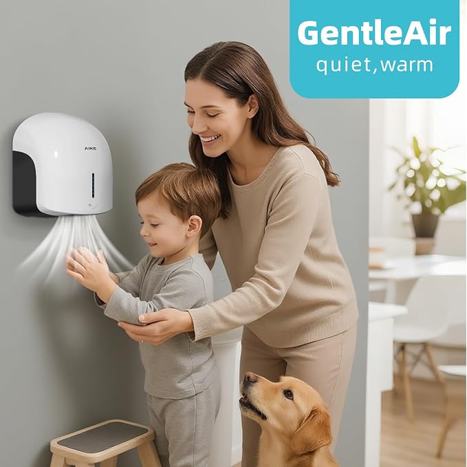 AIKE GentleAir Warm Hand Dryer& Automatic Soap Dispenser, Model AK2637 & AK1226S White