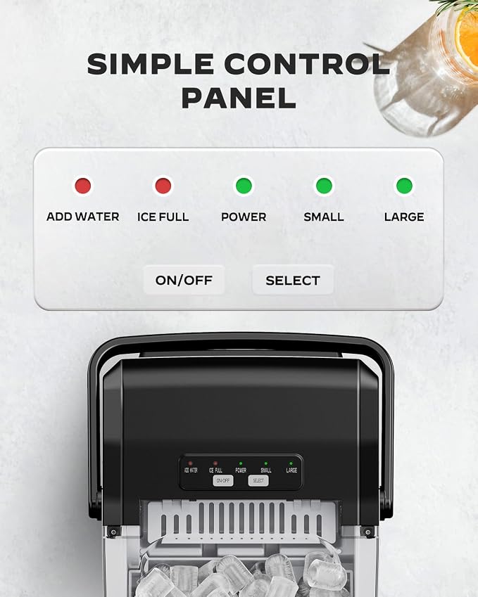 Totnz Ice Makers Countertop,26 Lbs/24 Hrs, Portable Countertop Ice Maker with Self Cleaning Function,Ice Maker for Kitchen/Office/Parties