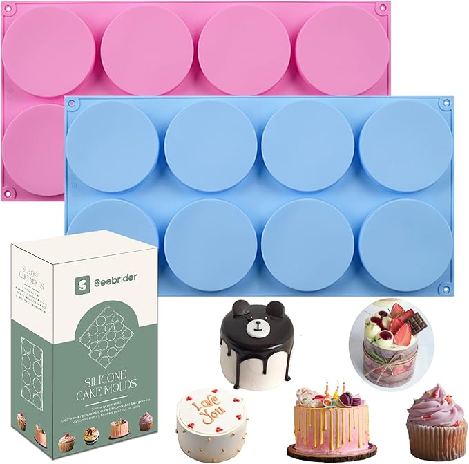 Silicone Molds for Baking, 8-Cavity Silicone Cake Molds Cylinder Shape Non-Stick for Baking Dessert Mousse Cake Ice Cream Cake Decorating Tools
