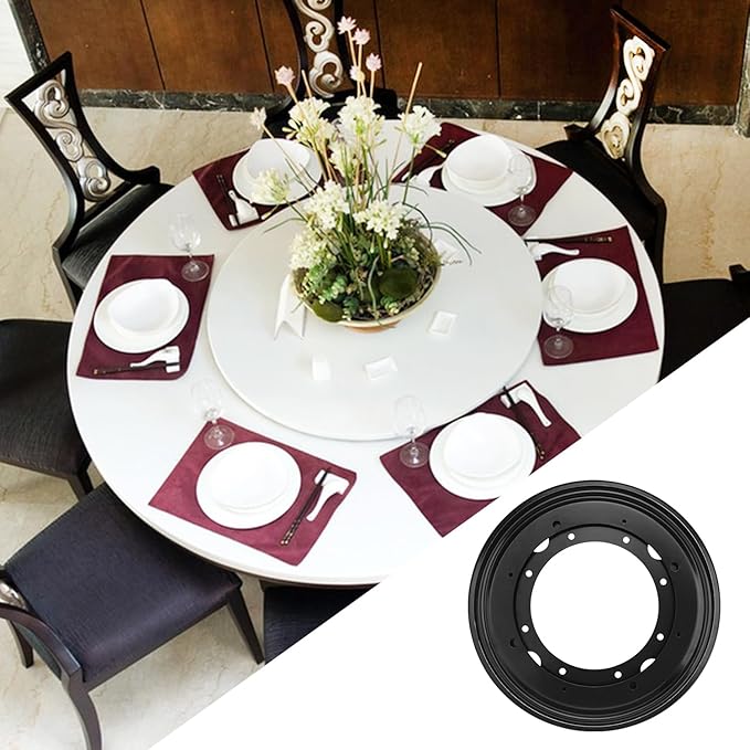 4 PCS 9 Inch Black Lazy Susan Turntable Bearing Plate, Easy Installation, Solid Metal Construction, for Home and Industrial