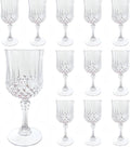 Plastic Wine Glasses, Plastic Goblets Vintage Style Cordial Unbreakable Drinking Glasses, Reusable Drinkware for Wedding Reception, Grand Event Party Supplies (12, Transparent)