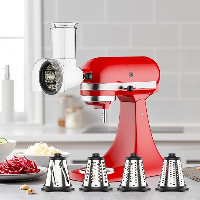 Cheese Grater Attachment for KitchenAid, Large Cheese Grater with 3-inch Feed Chute and Splash-Proof Barrier, Cheese Shredder, For Kitchen Aid Accessories and Attachments, Dishwasher Safe By Cofun