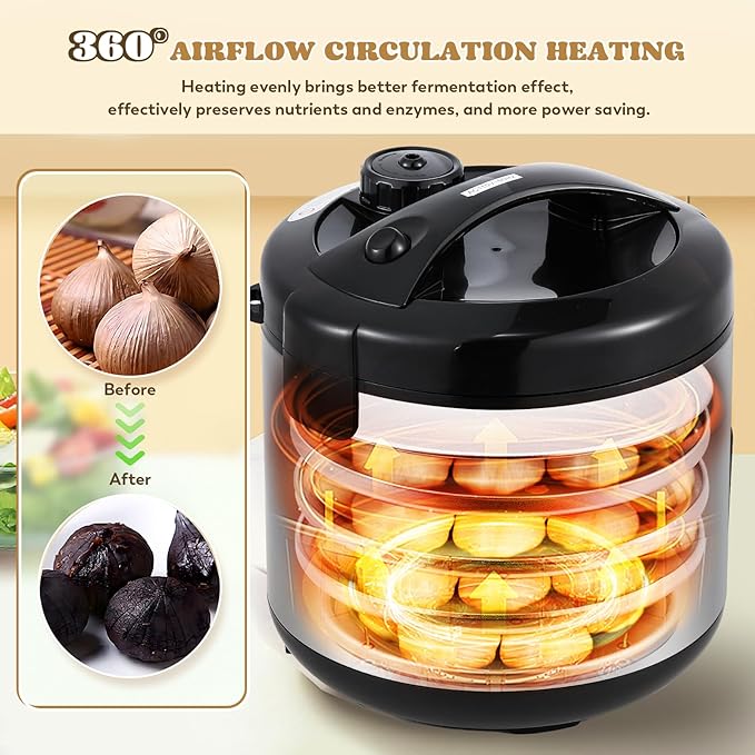Moongiantgo 8L Black Garlic Fermenter Garlic Fermenting Machine, Easy One-Button Operation Automatic Intelligent Large Capacity Black Garlic Maker with Precise Time Control for 6-16 Days, 110V (8L)
