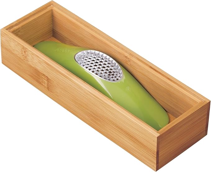 mDesign Wooden Bamboo Kitchen Drawer Organizer Box Tray, Stackable Utensil/Flatware Storage for Drawers, Cabinet - Holder Container for Silverware and Appliances, Echo Collection, 6 Pack, Natural Wood