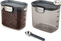 Progressive International ProKeeper+ Clear Plastic Airtight Food Baker's Kitchen Storage Organization Container Canister Set with Magnetic Accessories, 2- Piece Set (Coffee 2-Quart)