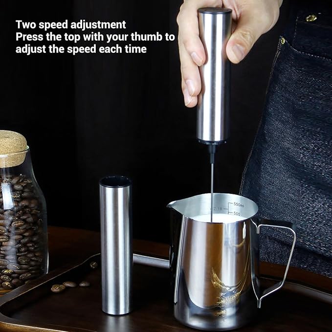 Diydeg Milk Frother, 2 Speeds USB Electric Handheld Foam Maker with Stainless Steel Whisk, USB Rechargeable Kitchen Drink Mixer for Coffee, Hot Chocolate Baking