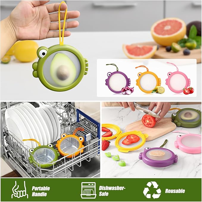 Set of 8 Fish-Shaped Fresh Food Containers, Fresh Pod, Reusable Silicone Storage Pods for Avocado, Onions, Lemon, Tomatoes, Garlic – Anti-Oxidation for Fridge, Send Goods from Local Warehouse