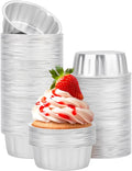 Beasea Aluminum Ramekins 8oz 200 Pack, Disposable Ramekins Foil Cups Baking 3.9" Ramekin Cup Cupcake Aluminum Mini Baking Cups for Party - Silver
