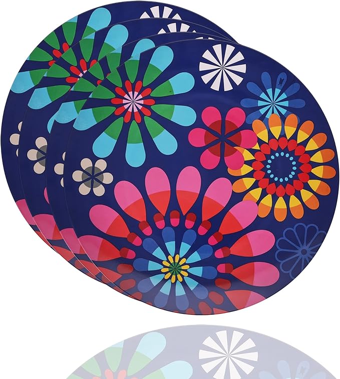 French Bull Plates - 4 Piece Set - 11 inch Melamine Dinner Plate Set - Melamine Dinnerware for Indoor and Outdoor - Festival