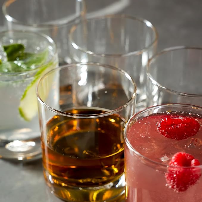 LEMONSODA Lowball Marino Rocks Glass, Classic Bar Glassware for Mojito, Whiskey, Cocktail, Mocktails and Drinking Water Tumbler - 10oz (Set of 6)