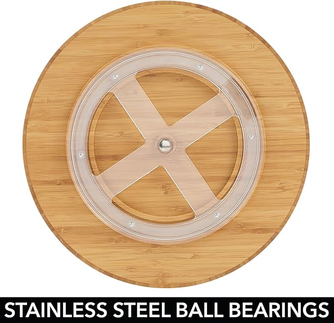 mDesign Lazy Susan Turntable Bamboo Spinner for Kitchen Cabinet, Pantry, Fridge, Cupboards, or Counter, Fully Rotating Organizer for Food, Spices, or Condiments, 11.5" Round, Echo Collection, Natural