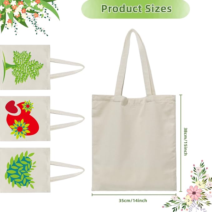 HECTOLIFE 6 I 12 I 24 I 48 Pack Canvas Tote Bags,Reusable Blank Canvas for Shopping Bags,Grocery Bags,DIY Gift Bags
