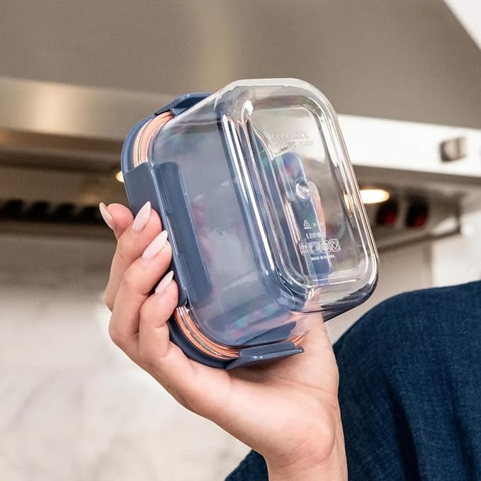LocknLock Tritan Plastic Bisfree Modular Plus Food Storage Container Set, Lunch, Meal Prep, Stackable, BPA-Free, Leakproof, Freezer-Safe, 10 Pieces, 5 Boxes and 5 Lids, Navy, 450ml