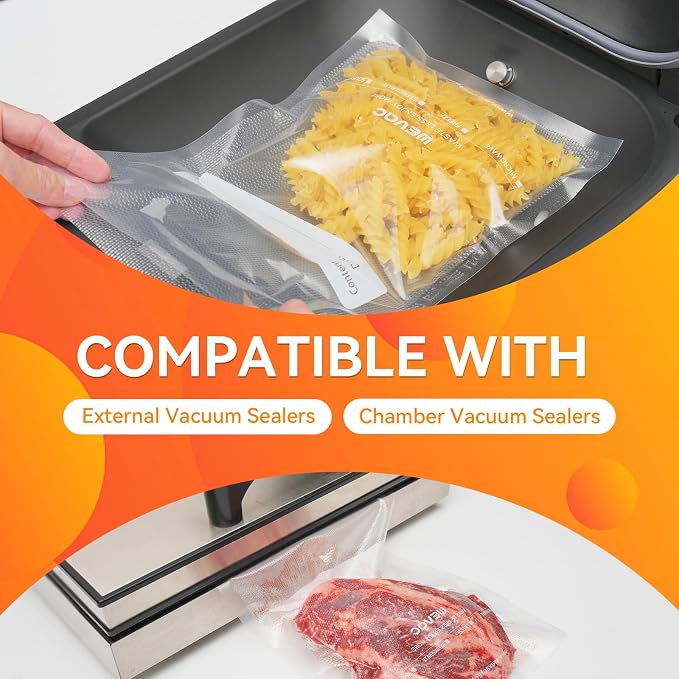 Wevac 8” x 150’ Food Vacuum Seal Roll Keeper with cutter, Ideal Vacuum Sealer Bags for Food Saver, BPA Free, Commercial Grade, Great for storage, meal prep and Sous Vide (8" x 150')