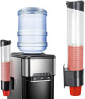 Cup Dispenser, Pull Type Wall Mount Cup Holder, Water Cooler Cup Dispenser Fits 7oz - 12oz Cups for Home Office Hospital Cups Organizer, Adhesive Paste or Screw Install (Black, Large)