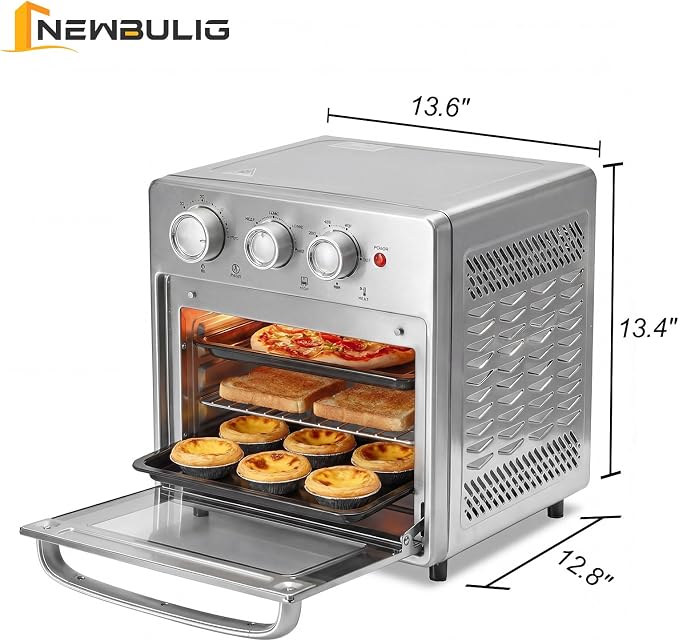 NEWBULIG 17QT Air Fryer Toaster Oven Combo, 8-in-1 Multi-Function Air Fryer, Large Capacity Countertop Convection Oven, 450°F Fast Cooking, 60 Min Precision Timer for Healthy Delicious Meals