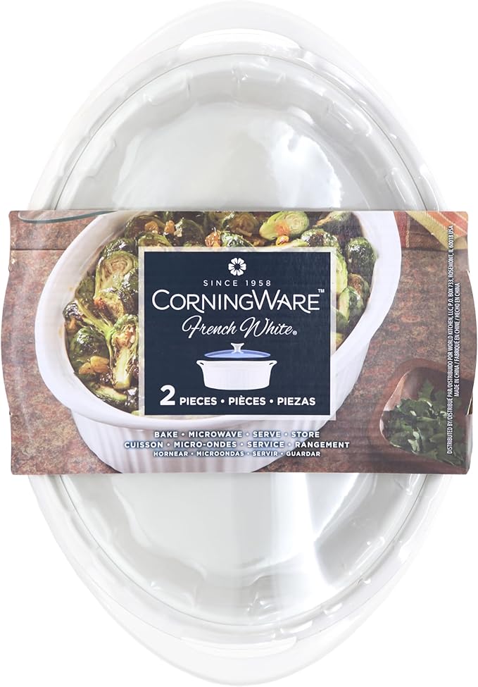 CorningWare French White 2.5-quart Oval Casserole with Glass Lid