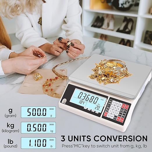 Industrial Counting Scale 30kg/0.5g with RS232 Port, Digital Inventory Counting Scale for Parts Coins Piece Counting Scale for Computer/Printer, Precision Electronic Gram Scale(g/kg/lb)