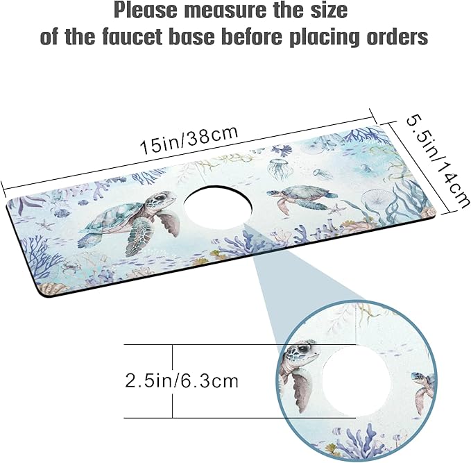 Sink Faucet Absorbing Mat, 2 Pack Drying Mat Around Faucet Sink Splash Guard Behind Faucet Sinkmat For Kitchen Bathroom Island Rv 15 * 5.5 Inch (38 * 14 cm)