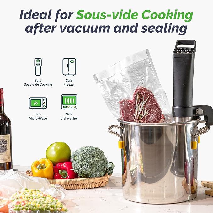 GERYON Vacuum Sealer, Vacuum Sealer Machine for Food Storage with Sealer Bags & Roll, Automatic Food Sealer for Sous Vide, Compact Design, LED Lights, Easy to Clean, Dry & Moist Modes (Silver)