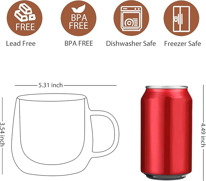 CnGlass Glass Teapot Stovetop Safe 40.6oz with Double Walled Glass Coffee Mugs 10oz(2pack)