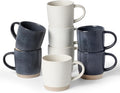 famiware Coffee Mugs Set of 8, Milkyway 13 oz Mug Set, Ceramic Cup Set with Handle for Coffee, Tea, Cocoa, Milk, Matte White + Matte Dark Charcoal