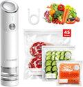 Compact Vacuum Sealer for Food (Vacuum Sealer Machine + 45 Reusable Vacuum Bags) Powerful Portable Vacuum Sealer with Detachable Visible Reservoir, Handheld Food Vacuum Sealer for Travel & Kitchen