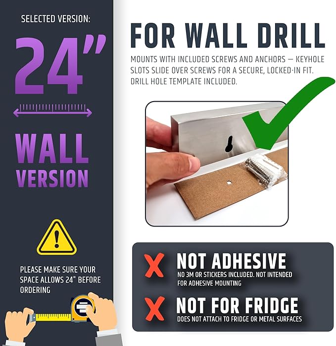 24 Inch Heavy-Duty Magnetic Knife Holder for Wall (Large Size) - Premium Stainless Steel Magnetic Knife Strip - Professional Space-Saving Knife Bar With Powerful Magnetic Pull Force (Upgraded Version)