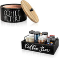 MINCORD Coffee Station Organizer & Coffee Filter Holder With Lid for Coffee Bar Decor