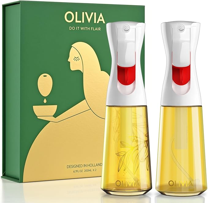FLAIROSOL OLIVIA 2 Pack 200ml Oil Sprayer for Cooking and 1 Pack 130ml Olive Oil Sprayer