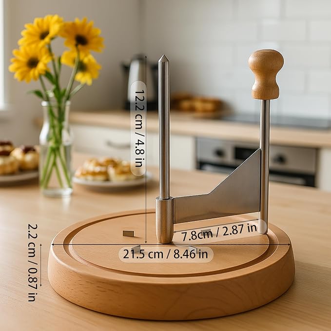 Cheese Curler Wheel for SEMI Hard Cheese, Girolle Cheese Shaver Tool for Charcuterie Boards & Entertaining, Create Cheese Flowers from Tete de Moine & Petit Basque, Wooden Base