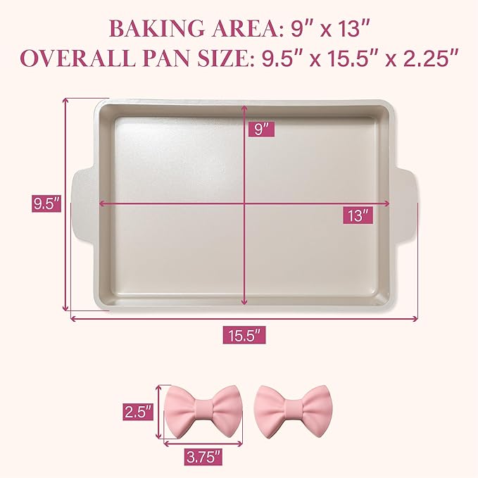 Paris Hilton Deluxe Roasting Pan Set, Heavy Duty Nonstick Bakeware with Silicone Handle Grips, 13"x9", Pink