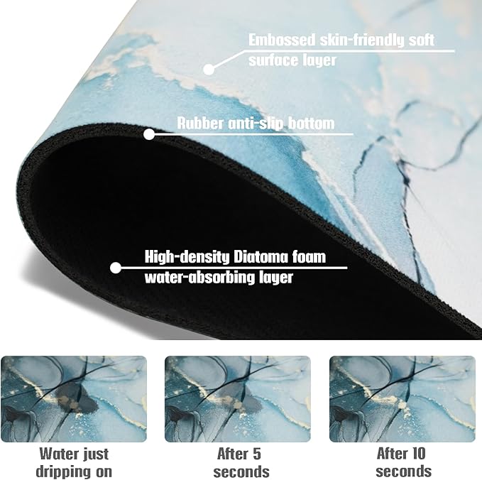 Sink Faucet Absorbing Mat, 2 Pack Drying Mat Around Faucet Sink Splash Guard Behind Faucet Sinkmat For Kitchen Bathroom Island Rv 15 * 5.5 Inch (38 * 14 cm)