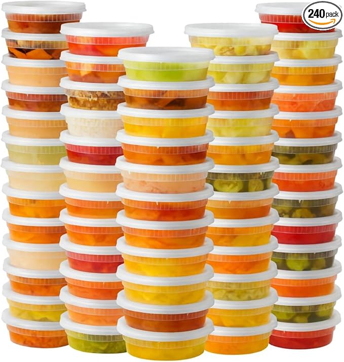 [8oz-240 Sets Plastic Deli Containers with Lids - BPA Free Clear Soup Containers with Airtight Lids, Leak Resistant Food Storage for Meal Prep, Stackable/Microwave/Dishwasher/Freezer Safe