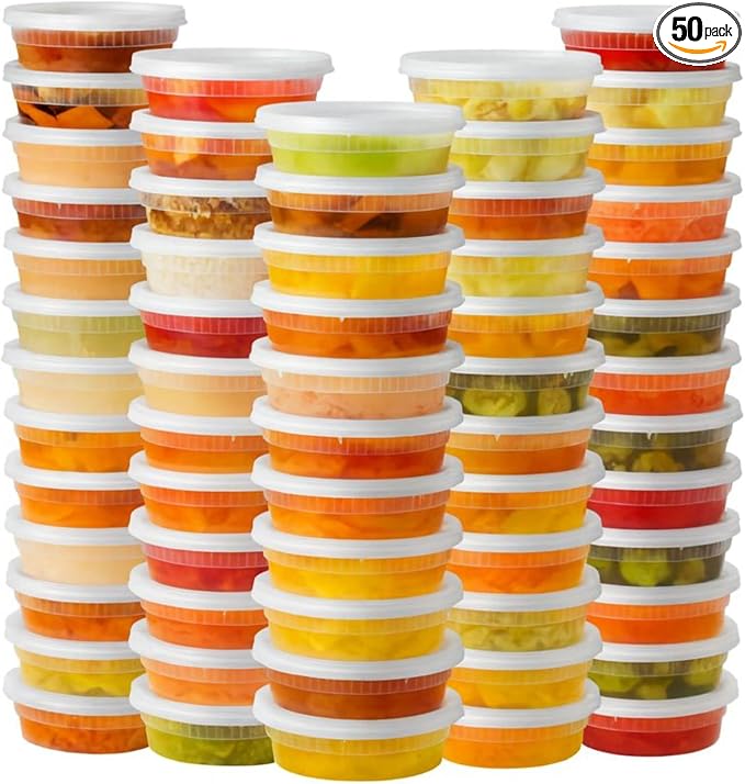 [8oz-50 Sets Plastic Deli Containers with Lids - BPA Free Clear Soup Containers with Airtight Lids, Leak Resistant Food Storage for Meal Prep, Stackable/Microwave/Dishwasher/Freezer Safe