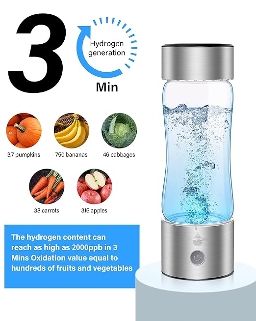 2025 Upgraded Hydrogen Water Bottle, 1600-2000 Hydrogen Water Bottle Generator, Hydroh Hydrogen Water Machine Improve Water in 3 Mins for Home, Office, Travel, Daily Drinking-005